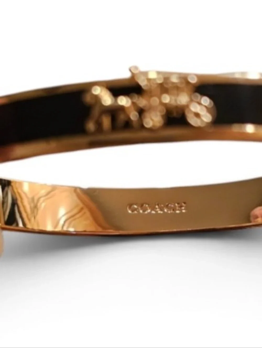 Coach Horse And Carriage Black Enamel Hinge Bracelet